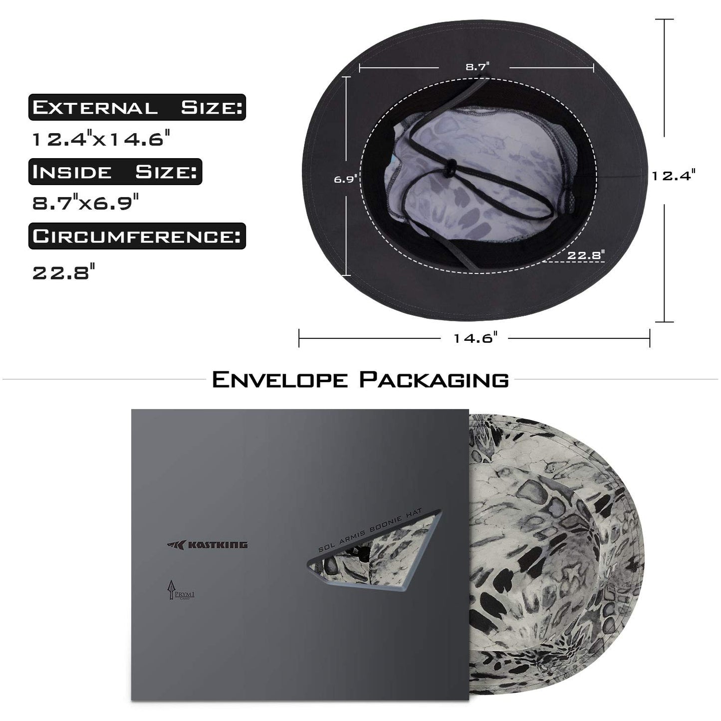 KastKing Sol Armis UPF 50 Boonie Hat - Sun Protection Beach & Hiking, Fishing, Paddling, Rowing, Kayaking - Silver Mist