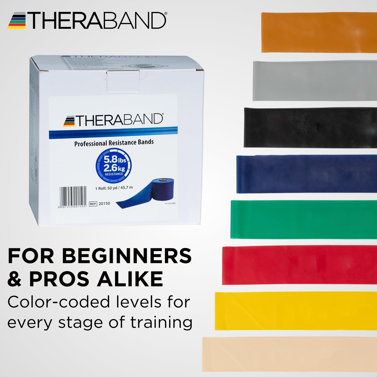 THERABAND Resistance Band, Blue, Extra Heavy, 50-Yard Roll, Latex-Free, Elastic Band for Exercise, Physical Therapy, Yoga, Pilates, Stretching, Home Workouts, Cut-to-Length, Color-Coded Levels