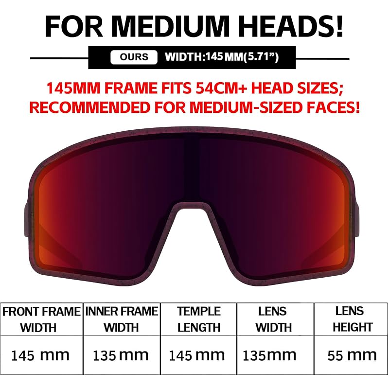 MAXJULI Polarized Sunglasses for Men Women - Windproof Cycling Running UV400 E1-Red Lens