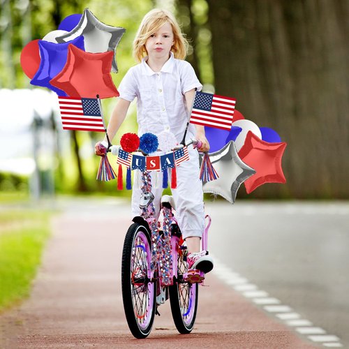 rosulasi 4th of July Bike Decorations 27Pcs Patriotic Parade Bike Streamers Bicycle Ribbon Tassels American Flag Fourth of July Accessories Red White Blue Decorations Independence Day Party Favors