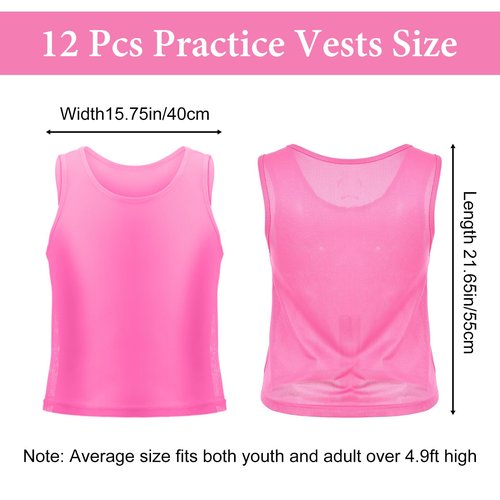 CIATBYYJ 12Pcs Youth Pinnies Scrimmage Vests, Sports Pennies for Youth Adults Soccer Basketball Scrimmage Training Vests,Team Sport Practice Jersey Chartreuse Pink