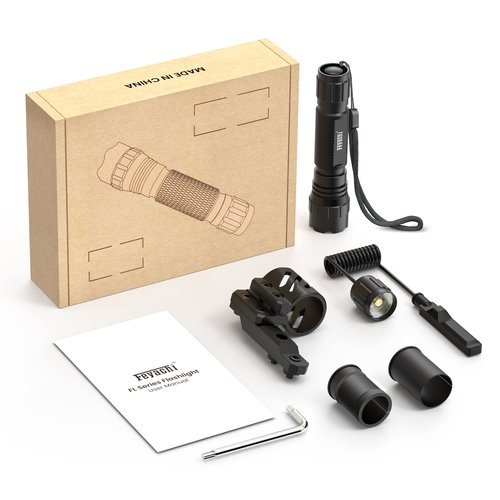 Feyachi M Lock Tactical Flashlight 1200 Lumens, with Offset Mount & Pressure Switch, 200m Beam, 4H Runtime, Rainproof and Shockproof