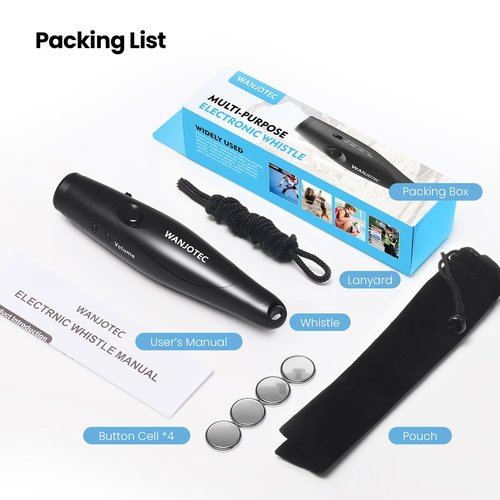 WANJOTEC Electronic Whistle for Teacher Coache, 3 Tones Adjustable 130db Loudest High Volume Handheld Emergency Electric Whistles for Referee, P.E.Outdoor Sports Whistles with Lanyard (Black)