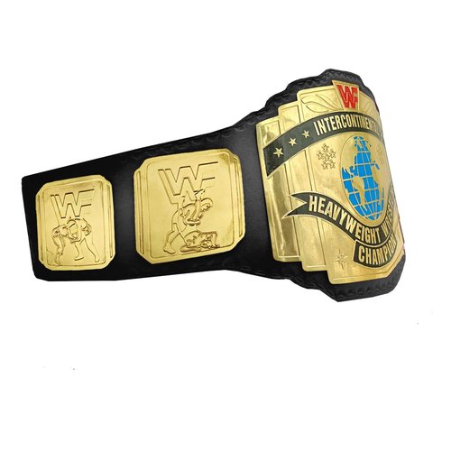 TRUE SAGA - Intercontinental Heavyweight Wrestling Wrestling Belt Class One Replica - Adult Waist Up to 46" - 2mm Metal (Black Strap)