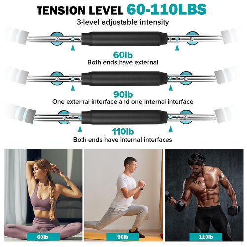 Twister Arm Exerciser 60-110lb Home Fitness Equipment Men's Strength Training Adjustable Spring Exercise Bar Chest Workout Equipment