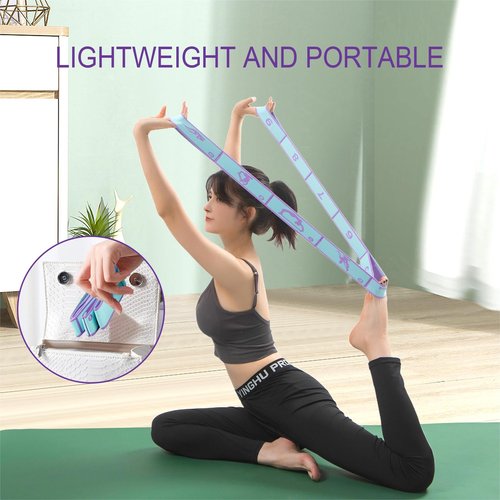 Yoga Straps for Stretching Strap Elastic for Physical Therapy Dance Yoga Pilates Gymnastics Exercise Flexible Pilates Stretch Band for Women Men (Blue and Purple)
