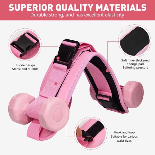 Exercise Hip Thrust Belt - Dumbbell Hip Thrust Belt - Premium Microfiber Leather Thickened & Widen, Comfortable for Dumbbells, Kettlebells or Plates, Slip Padding, Gym or Home Workouts (Pink)