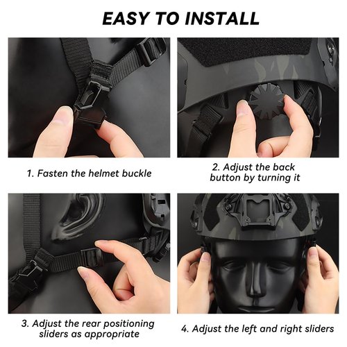 AOUTACC Lightweight Tactical Fast Helmet, Integrated Tactical Airsoft Helmet with NVG Mount Base, Side Rails,Pre-Slotted Headset Strap and Helmet Accessories for Outdoor Sports-Camouflage