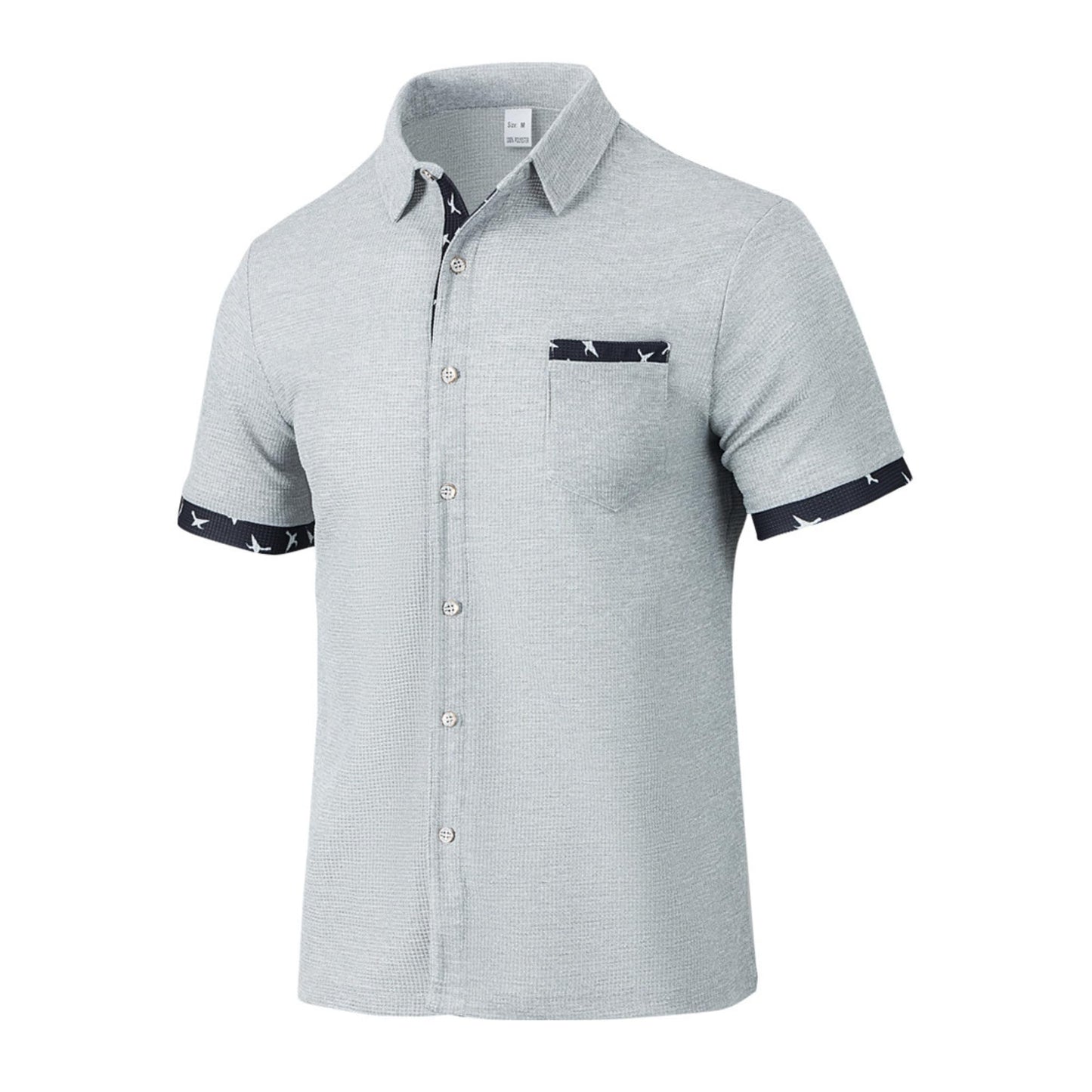 Short Sleeve Button Down Shirts for Men Summer Waffle Tops Textured Golf Shirts Casual Hawaiian Beach Vacation Shirts with Pocket Grey XXL