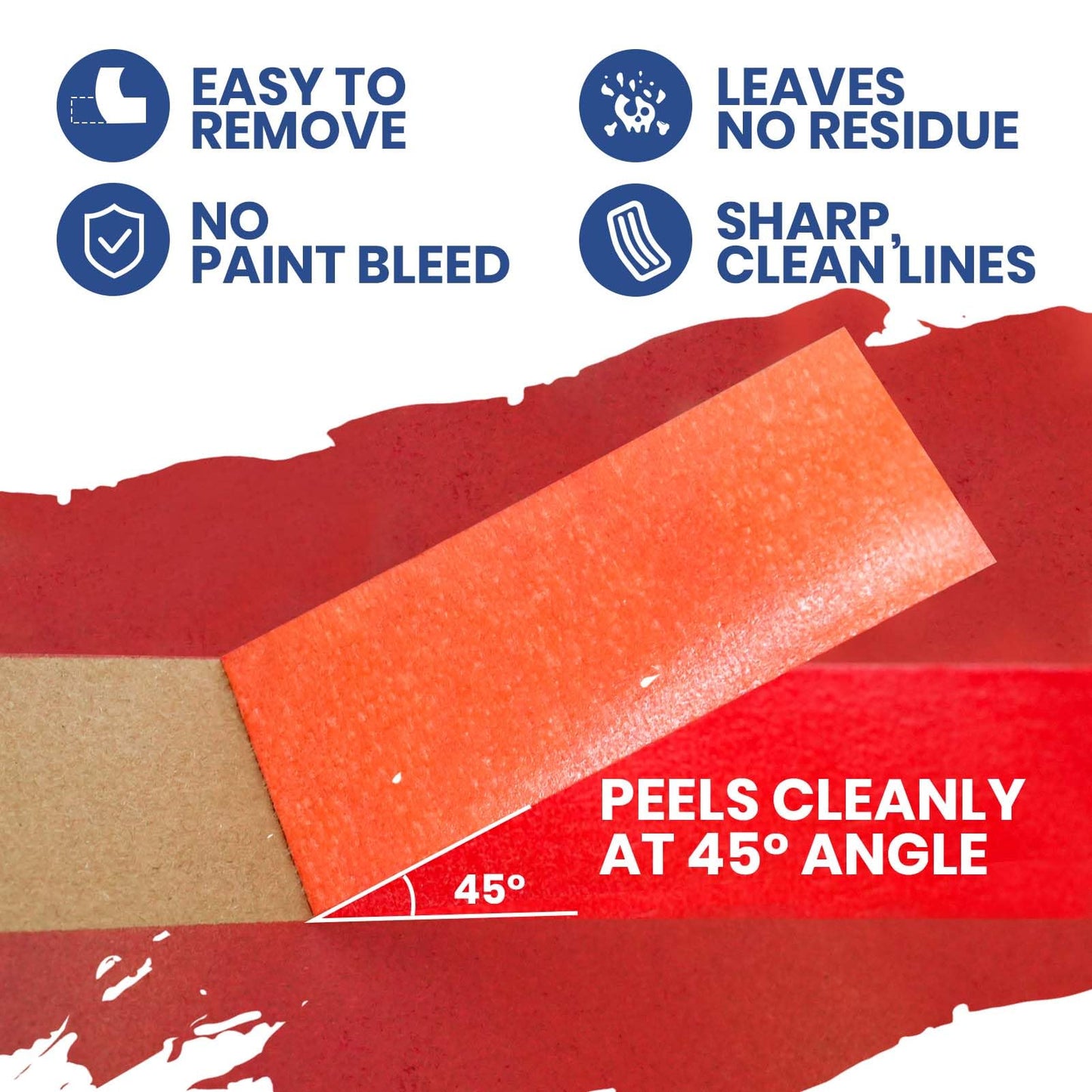 ADHES Orange Masking Tape 1.88 Inch x 55 Yards, 5 Rolls UV Resistant No Residue Multi-Surface Painters Tape, Automotive Masking Tape for Indoor & Outdoor, Arts, Crafts, DIY, Labeling