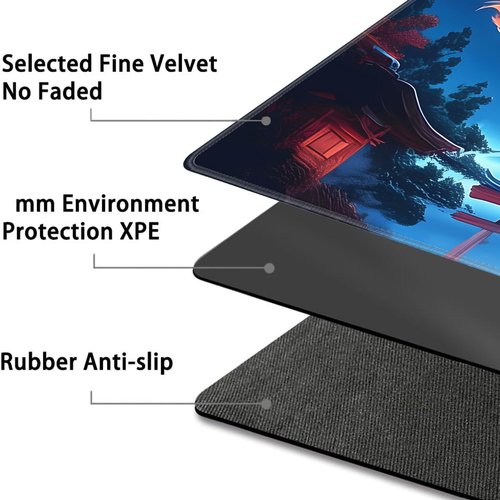 for MTG Game Playmat - 24 x 14 inches with Dices and Storage Bags, Non-Slip Base for TCG and Board Game Card Mats, Trading Card Games Mat, Nine-Tailed White Fox Pattern Collectible Card Playmats