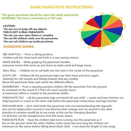 Sonyabecca Parachute Kids Play 12 Feet with 12 Handles for 8 12 Years Game, Kids Party Game