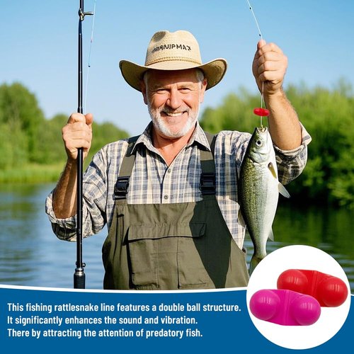 FCKLVMC 90 Pcs Fishing Double Rattle Catfish Rattlese Bells, 2 Colors Portable Plastic Fishing Attractants Beads for Sea Fishing Tools