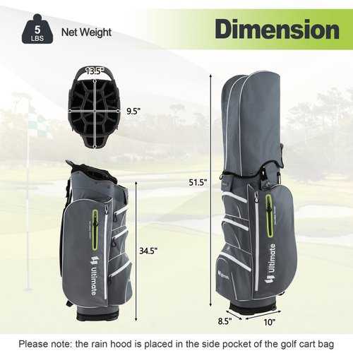 KOTEK Golf Cart Bag, 15 Way Organizer Divider Top with Putter Well, Cart Golf Bag with 7 Pockets, Cooler Bag, Rain Hood, Handles & Adjustable Dual Shoulder Strap, Golf Club Bag for Men & Women