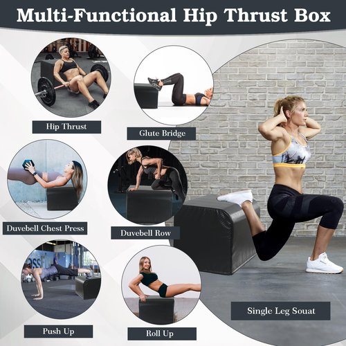 Fitness Hip Thrust Box Hip Thrust Bench Machine at Home for Hip Thrust and Glute Bridge Exercise Multi-Functional Whole Body Workout Box Glute Workout Equipment