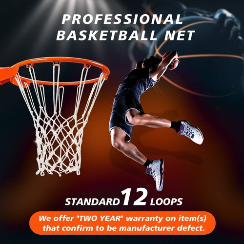 PSLER Basketball net Outdoor, Basketball Hoop net White Standard Basketball net Measures 22 inches and has 12 Loops, suitables for Indoor and Outdoor Professional Competition.