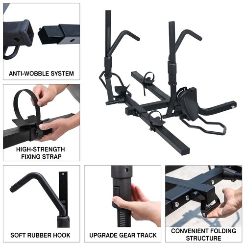 Leader Accessories 2" Hitch Bike Rack, Carry 2 Bikes up to 75 lbs Each for Standard, Fat Tire and Electric Bicycles - Heavy Duty, Foldable Ebike Rack for Car, Truck, RV and SUV with 2-inch Receiver