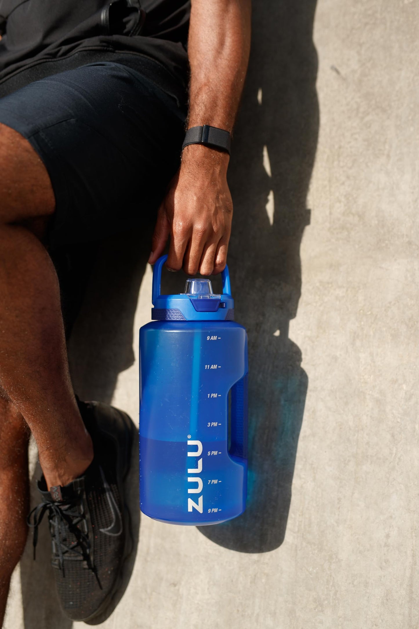 ZULU Goals 128oz BPA-Free Gallon Water Jug with Time Markers, Royal Blue