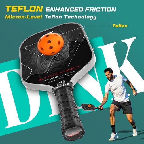 YVmove Pickleball Paddle with T700 Raw Carbon Fiber Surface & 16mm STR-Core Power Polymer Core, Premium Pickle Ball Racket Designed for Ultimate Spin & Consistency, USAPA Approved