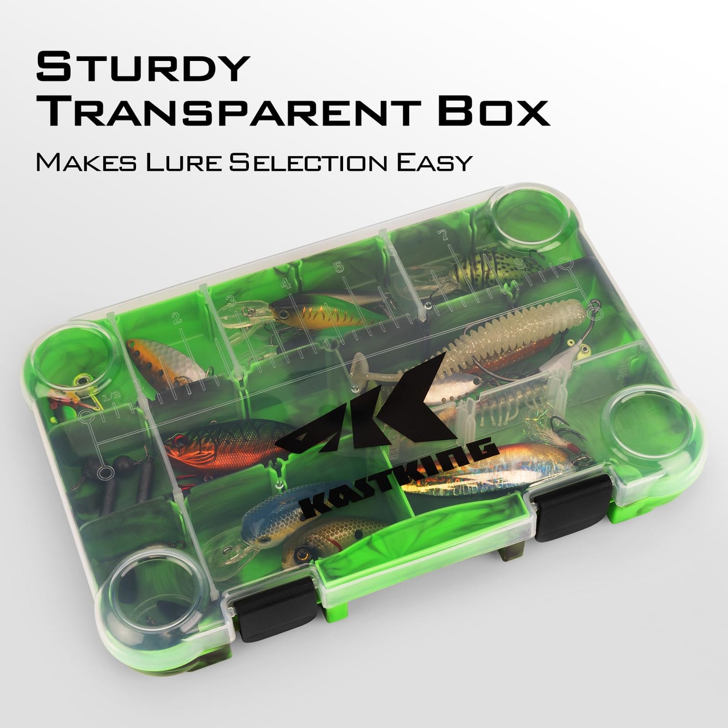 KastKing Bait Vault Camouflage Tackle Box, Plastic Fishing Tackle Box Storage Organizer with Removable Dividers, 4 Packs Tackle Trays Terminal Tackle Storage, Rounded Corner Lure Boxes
