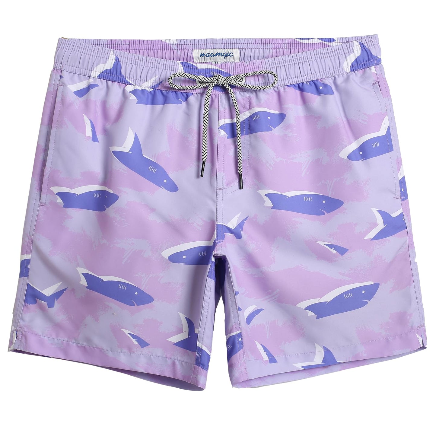 maamgic Mens Swim Trunks Quick Dry Swim Shorts with Mesh Lining Funny Swimwear Bathing Suits 7inch Purple Shark XX-Large