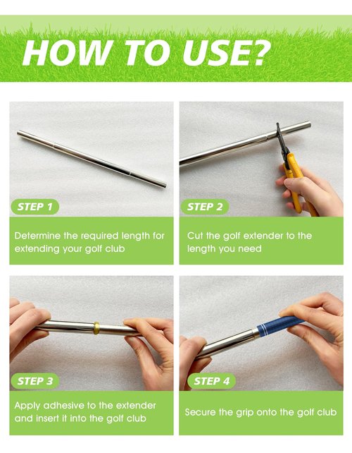 Hateenru 5PCS Golf Club Extensions Steel Shaft Iron Length Extension Kit Repair Replacement, Silver