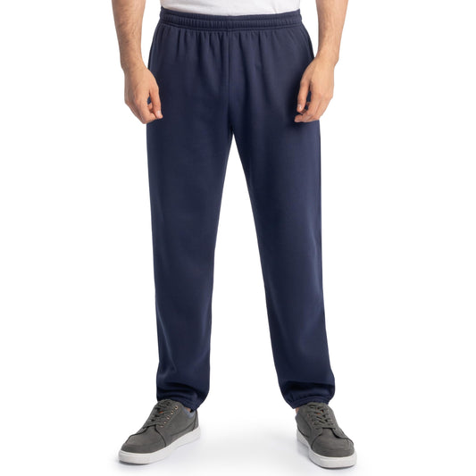 Fruit Of The Loom Mens Eversoft Fleece Elastic Bottom With Pockets, Relaxed Fit, Moisture Wicking, Breathable Sweatpants, Navy, Large US