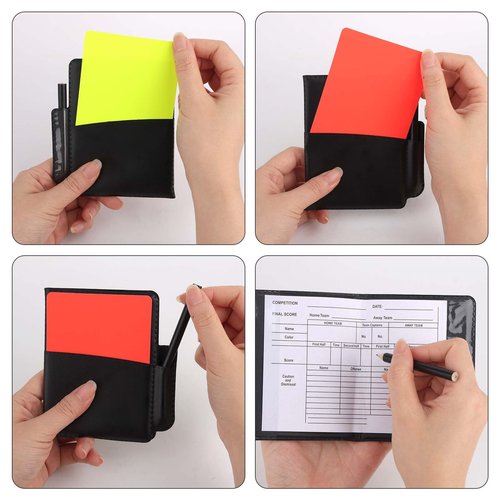 Gosknor Soccer Referee Kit, Warning Football Referee Set Yellow Red Cards, Loud Sound Ref Whistle with Lanyard, Record Paper, Pencil, Card Holder, for Coach Sports Accessories