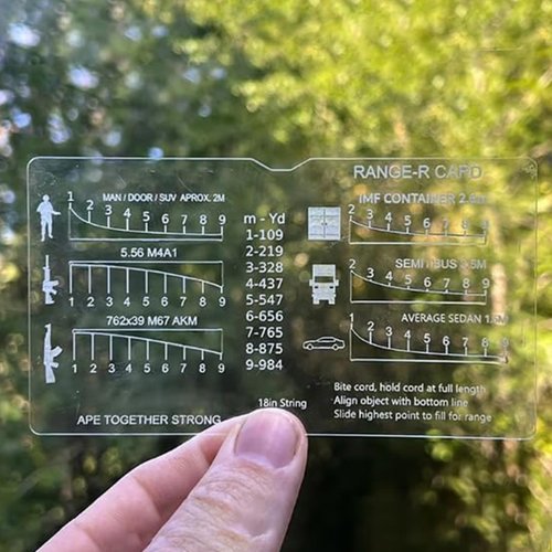 Range Finder Card, Range-R Card, Flexible Rangefinder Card with 6 Reticles, Slide Rule Tool for Hunting and Long-Range Shooting (Three Piece Set)