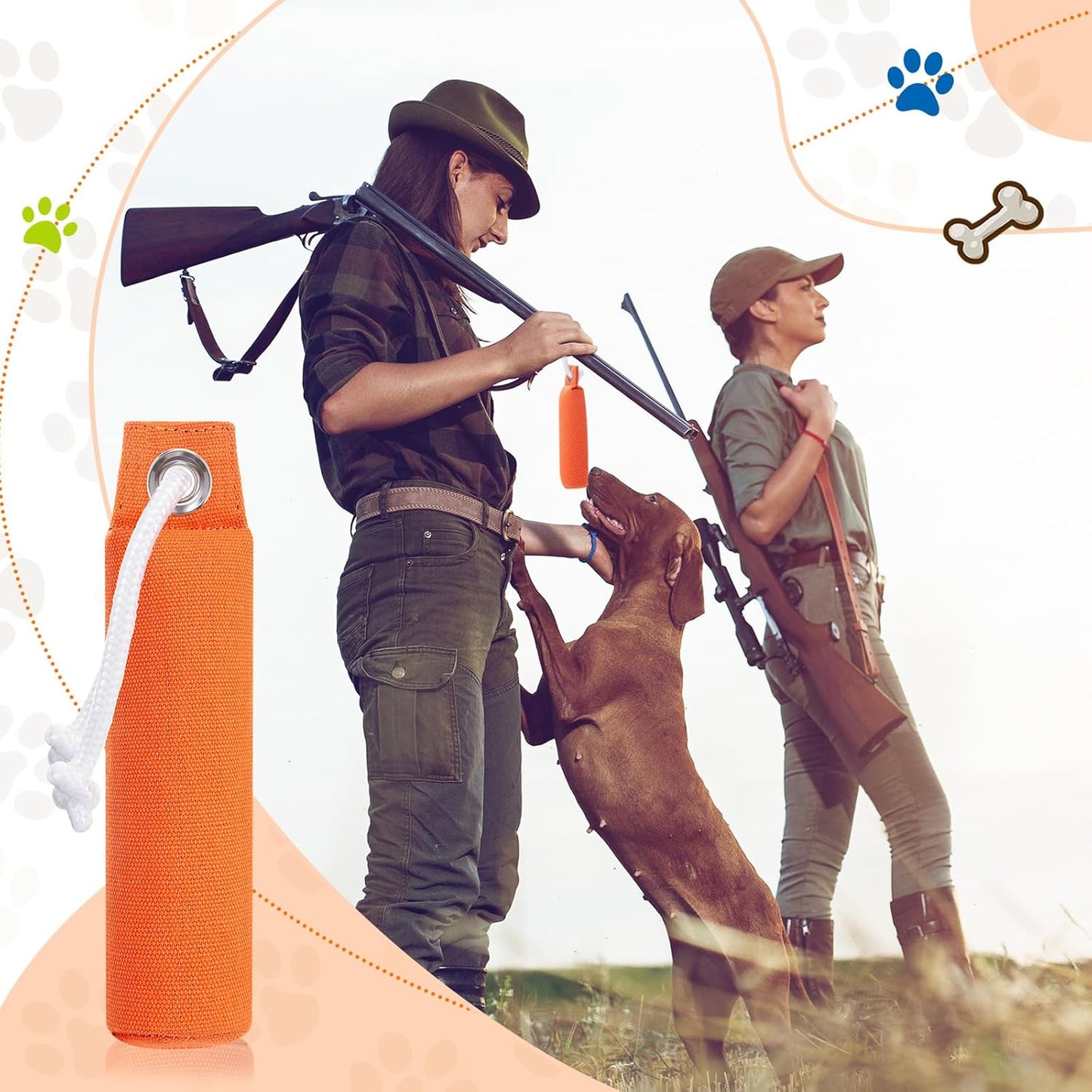 2 Pcs Dog Bumpers Canvas Training Dummy Hunting Dog Training Toys for Easy Throwing (Not Chew Toys)(Orange,7.1 x 1.6 Inches)