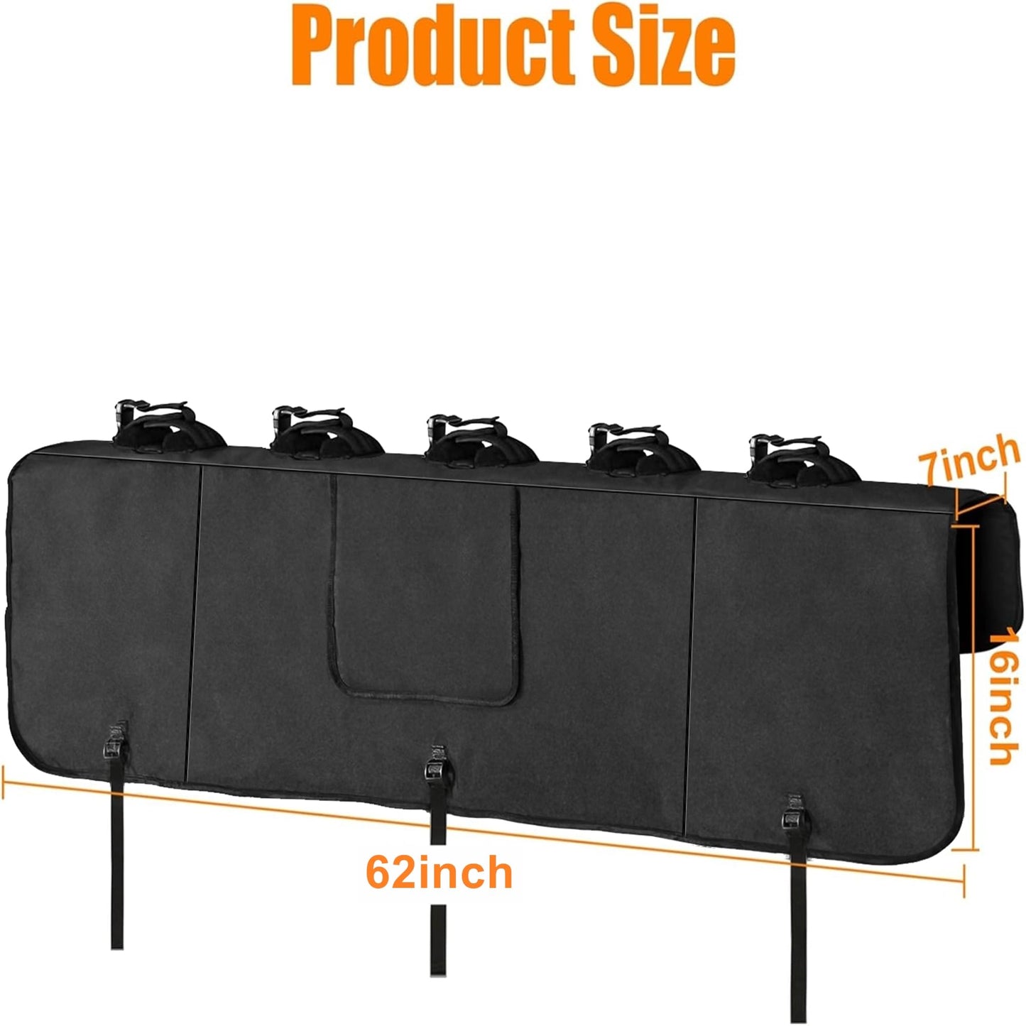 WALMANN 62" Wide Tailgate Pad for Bikes, Holds Up to 5 Bikes Pickup Truck Tailgate Bike Pad with 2 Tool Pockets