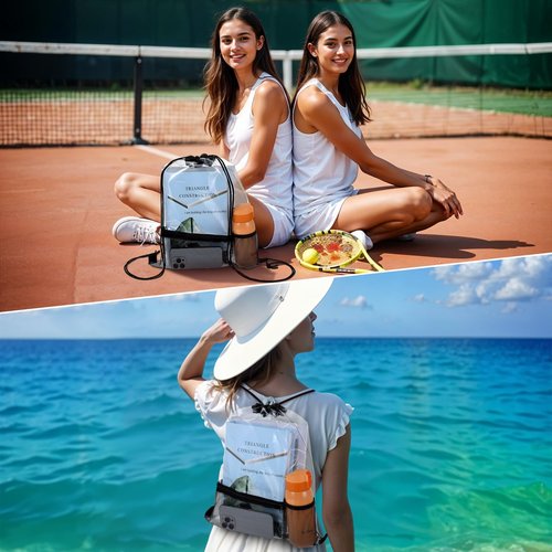 simarro 2Pcs Bustproof PVC Clear Drawstring Bags, Stadium Approval Drawstring Backpack with Mesh Bag, Suitable for Sports, Festivals, Travel, Work, Clear Bag, Suitable For Both Men and Women