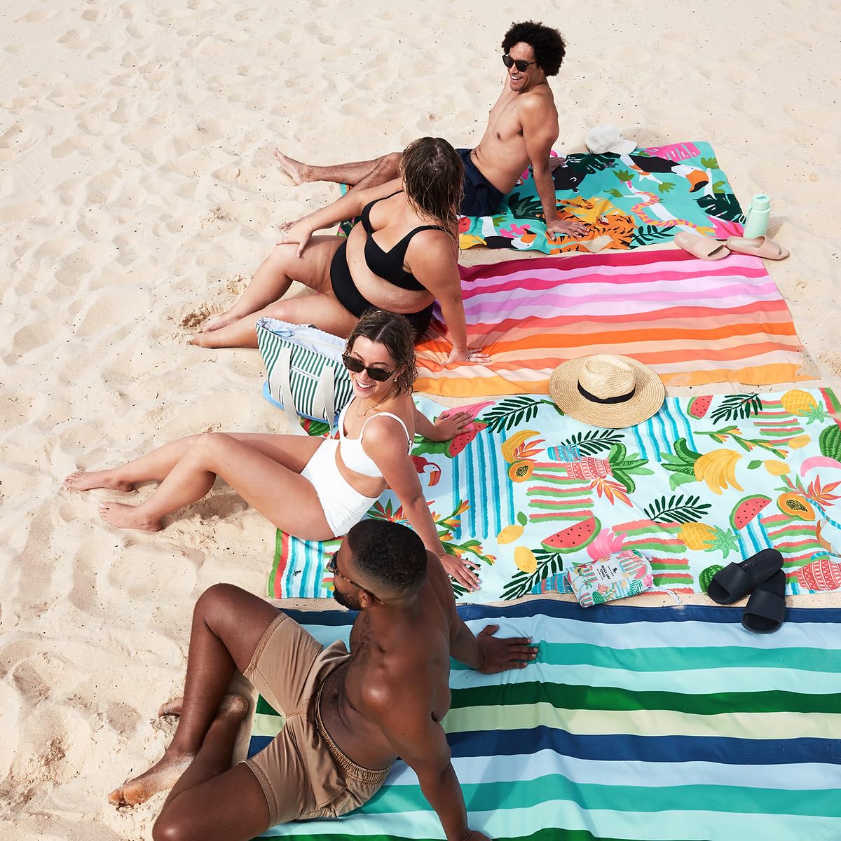 Dock & Bay Beach Towel - Quick Dry, Sand Free - Compact, Lightweight - 100% Recycled - Includes Bag - Havana Cabana - Set of 4 - Extra Large (200x90cm, 78x35)