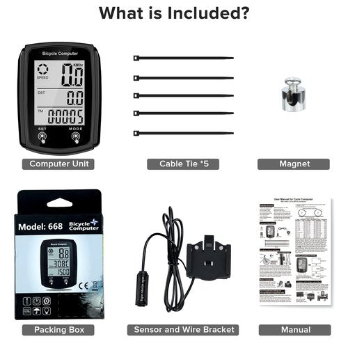 Hilceriy Bike Computer and Bicycle Odometer Wired MPH KM/H Bike Speedometer with Automatic Wake-Up Cycling Speed Tracker LCD Display & Single Mileage & Multi-Functions & Calories Statistics