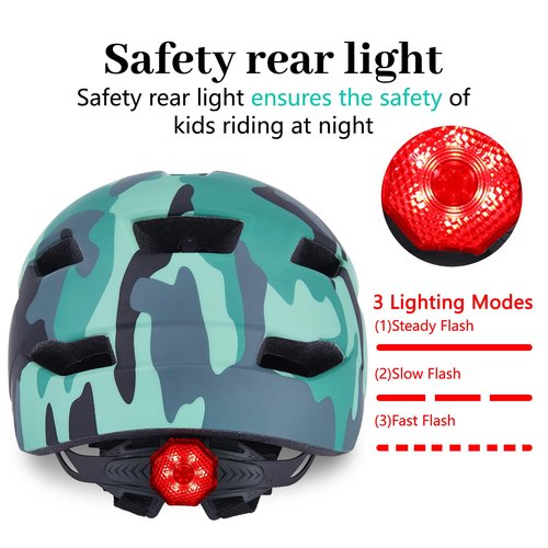 Toddler Kids Bike Helmet, Adjustable Youth Boys Girls Helmets for Ages 2-5-8-14 Years, Child Helmet with Visor and LED Light, Lightweight Multi-Sport Bicycle Scooter Skate Cycling Helmets