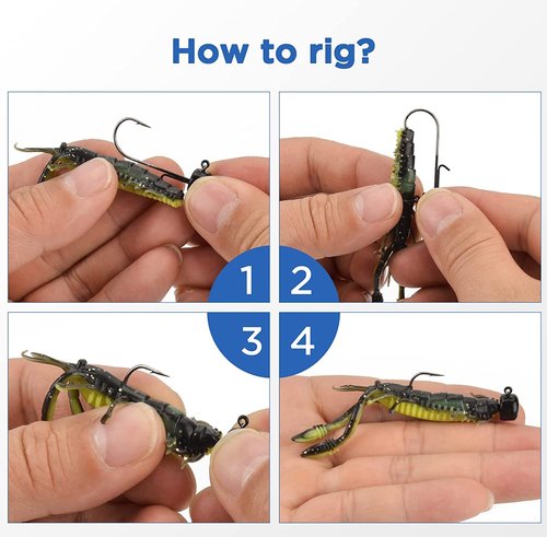MadBite Ned Rig Jig Hook Kits, Finesse Mushroom Jig Heads for Soft Lures (Green Pumpkin, 1/8 oz)