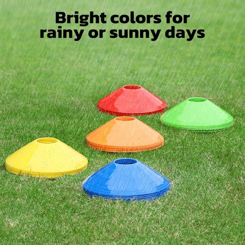 GHB Soccer Cones 50/100 Pack Disc Soccer Sport Cones Training Field Marker Agility Cones for Traffic, Basketball, Coaching, Practice Equipment Includes Cone Drills Guide (50 Pack)