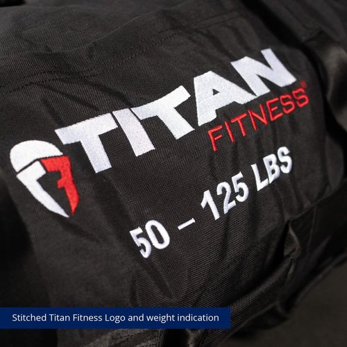 Titan Fitness 50-125 LB PRO Strongman Sandbags, Double Layer, 1050D Cordura, Black, Carry Home Gym Training