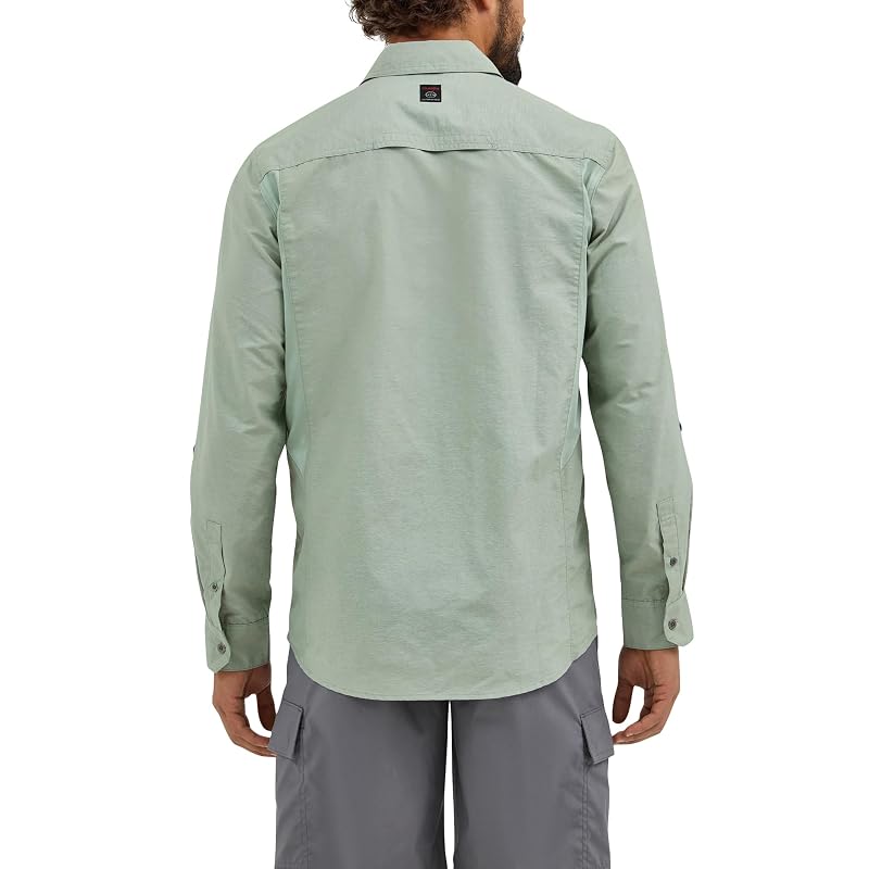 ATG by Wrangler Iceberg Green Medium Moisture-Wicking Long Sleeve Shirt with Convertible Sleeves