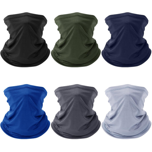 6 Pack Neck Gaiter for Men Women Gator Summer UV Dust Mask Cooling Neck Gaiters Face Cover for Sun Protection Scarf Bandana