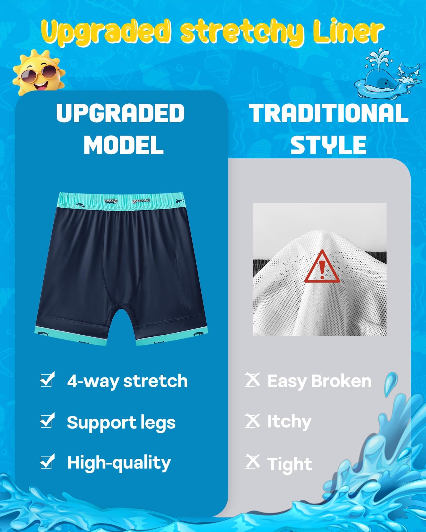 APTRO 2 in 1 Boy's Swim Trunks Quick Dry Kids Bathing Suits with Zipper Pockets Board Shorts G02-Green Fish 10-12
