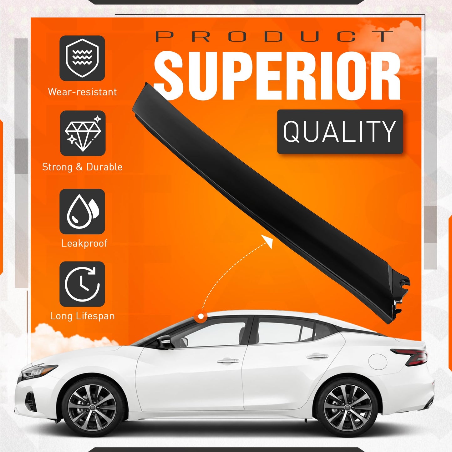 ECOTRIC Windshield A-Pillar Trim Compatible with 2016-2023 Nissan Maxima Replacement for 76837-9DD0A Front Window Outer Pillar Molding Cover Left Driver Side