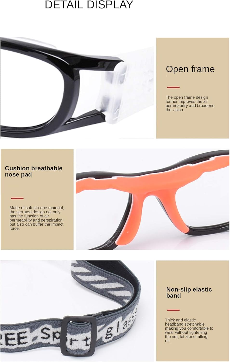 ''N/A'' Kids Sports Glasses Basketball Football Safe Training Goggles Anti Fog 7-12