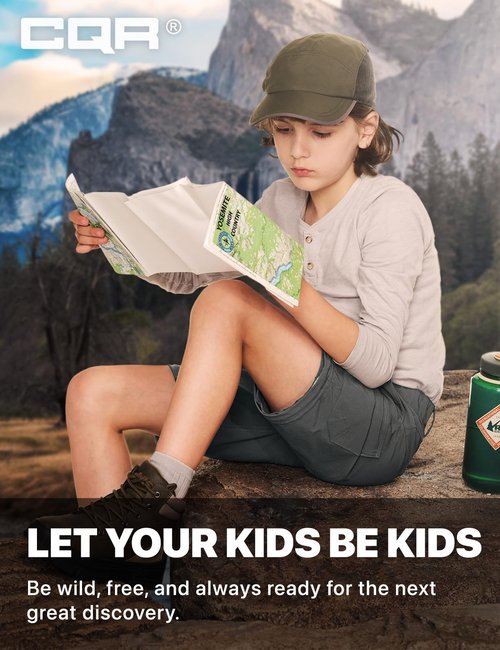 CQR Kids Youth Hiking Cargo Pants, UPF 50+ Quick Dry Convertible Zip Off Pants, Outdoor Camping Pants, Shenandoah Carbon Grey, Large
