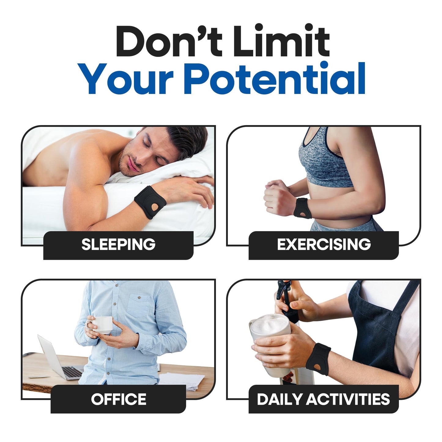 Wrist Wrap Compression Wrist Brace For TFCC Tears | Carpal Tunnel Pain & Tendonitis Relief | Padded Hole For Ulnar | Wrist Support For Working Out | Wrist Wraps for Men Women | Fits Both Wrists