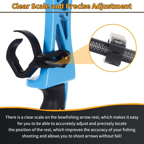 SPG Aluminum Bowfishing Arrow Rest - Anodized and Durable - Adjustable Semi-Open Bow Fishing Arrow Rest Left and Right Hand Use for Compound Recurve Bow Fishing Accessories