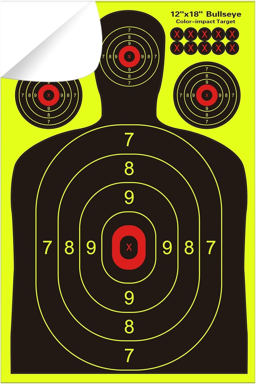 12x18 inch Silhouette Splatter Targets - Bright Fluorescent Yellow Easily seen on Impact When Hitting Target for BB Guns, airguns, Rifles, Indoor and Outdoor ranges (10/25/50/100 Pack)