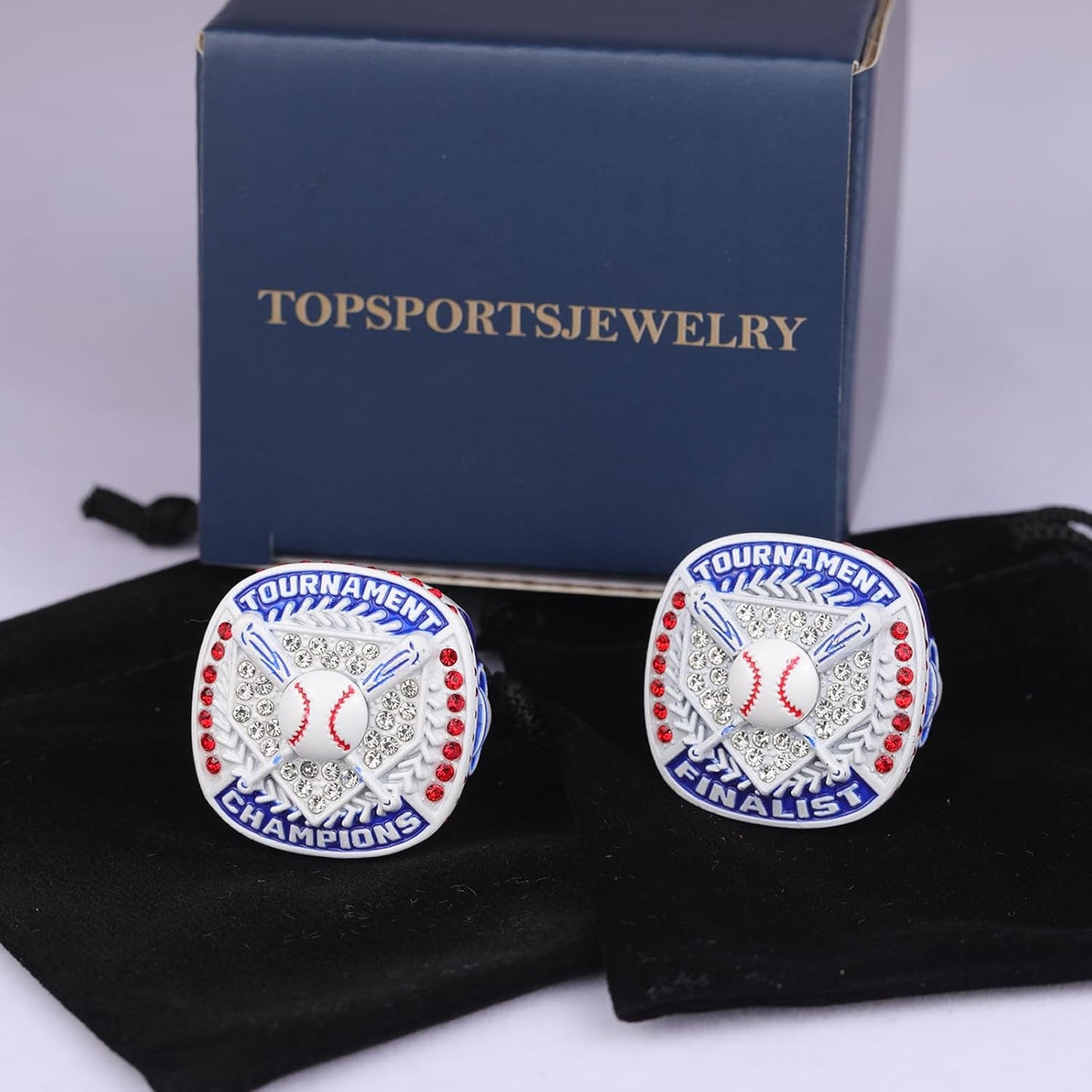 12 pcs Pack Baseball Tournament Options Championship Ring Trophy on Side Size 9