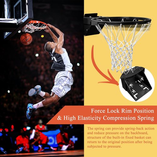 PROGOAL Breakaway Basketball Rim 18 Inch Heavy Duty 5/8 Inch Steel Professional Flex Hoop Meets Official Game Standards Fits Most Backboards with All Weather Net Mounting Hardware Now in Black