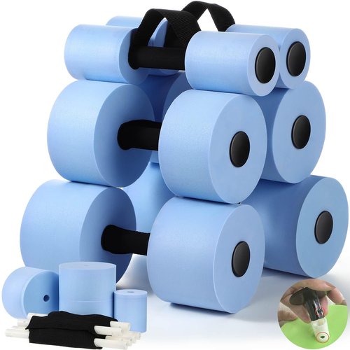 Soulchen 6 Pack Pool Exercise Equipment Water Dumbbells Pool Resistance Aerobic Weights EVA Foam Dumbbell with Handle Strip for Aqua Therapy Water Aerobics Weight Loss Fitness(Pale Blue,Mixed)